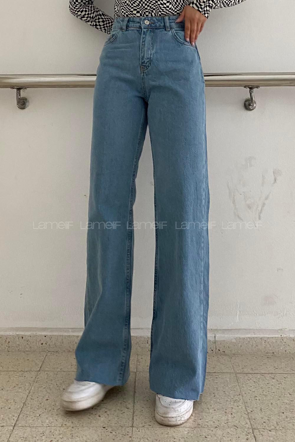 Lamelif Wıde Leg Model Kesik Paça Jean Açık Mavi