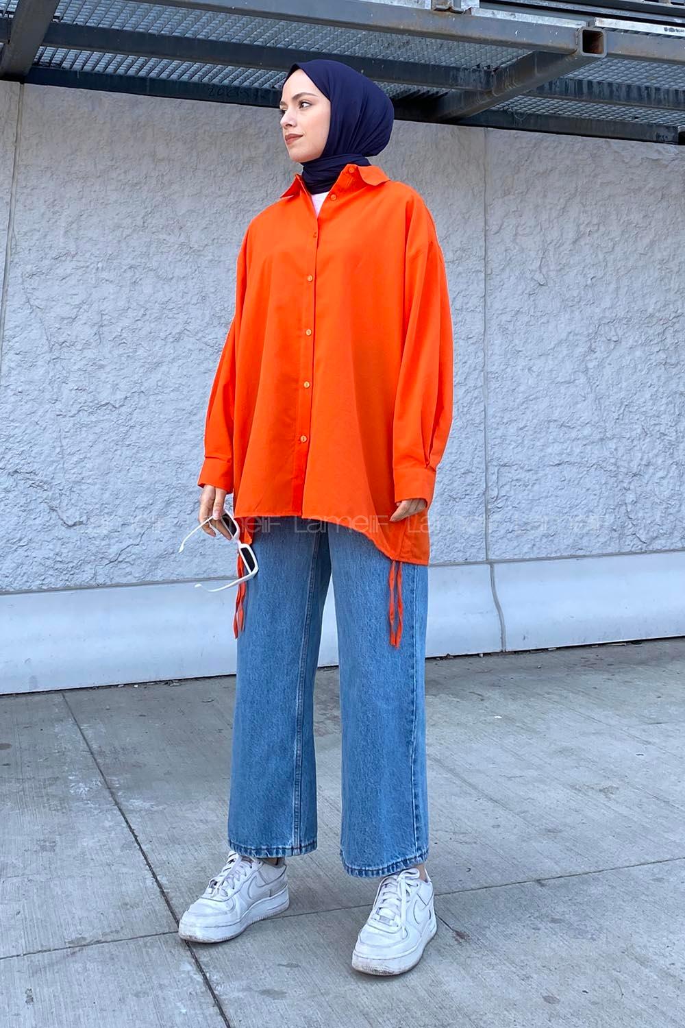 Lamelif Oversize Gömlek Turuncu