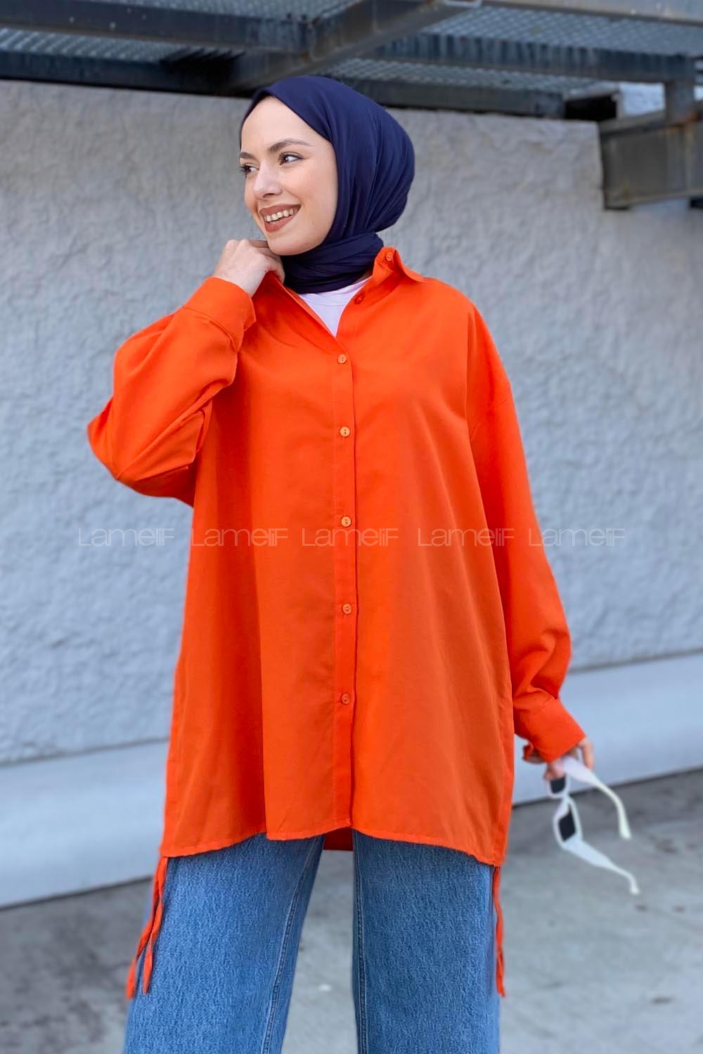 Lamelif Oversize Gömlek Turuncu