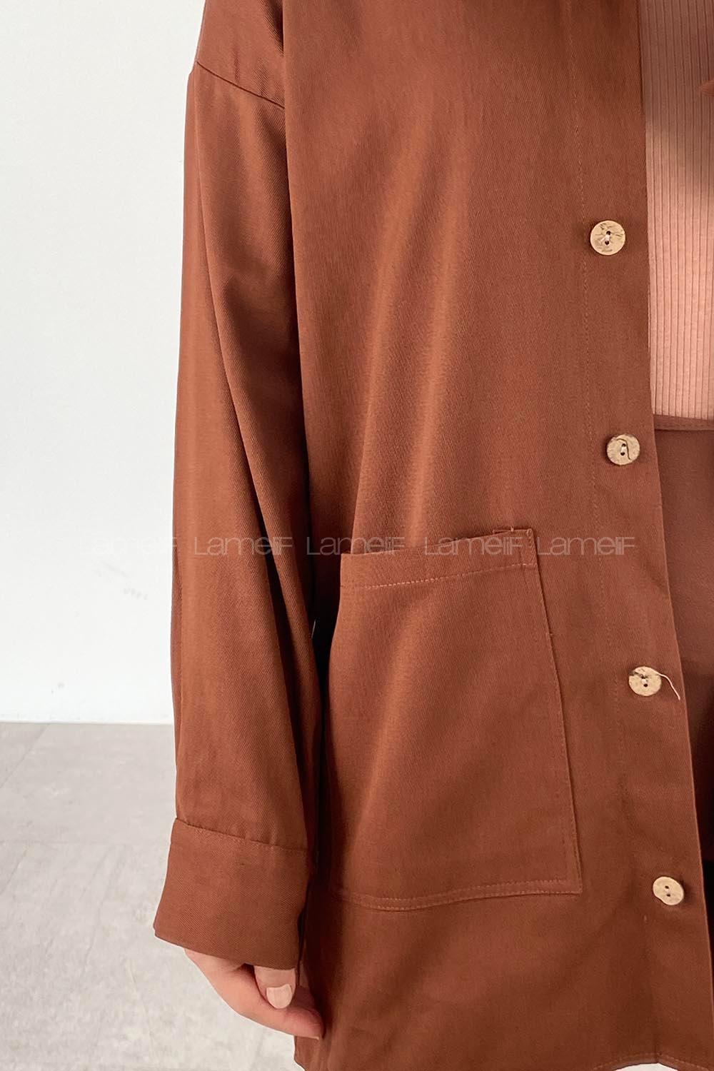 Modalamelif Körük Cepli  Gömlek Kahverengi