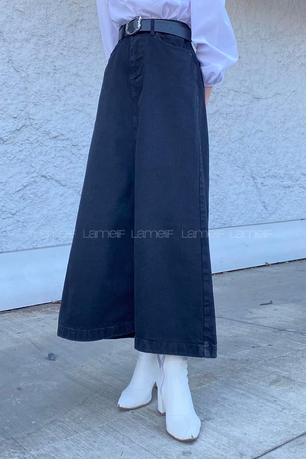 Smoked Denim Unprinted Straight Skirt Skirt