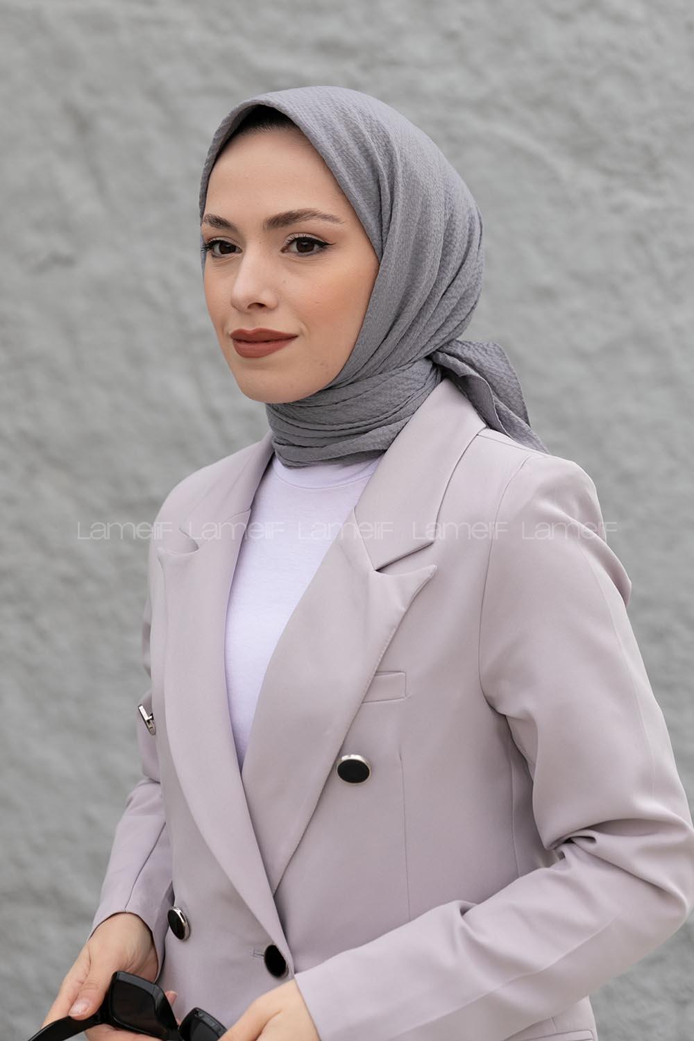 Lamelif Mio Caz Eşarp Gümüş Gri