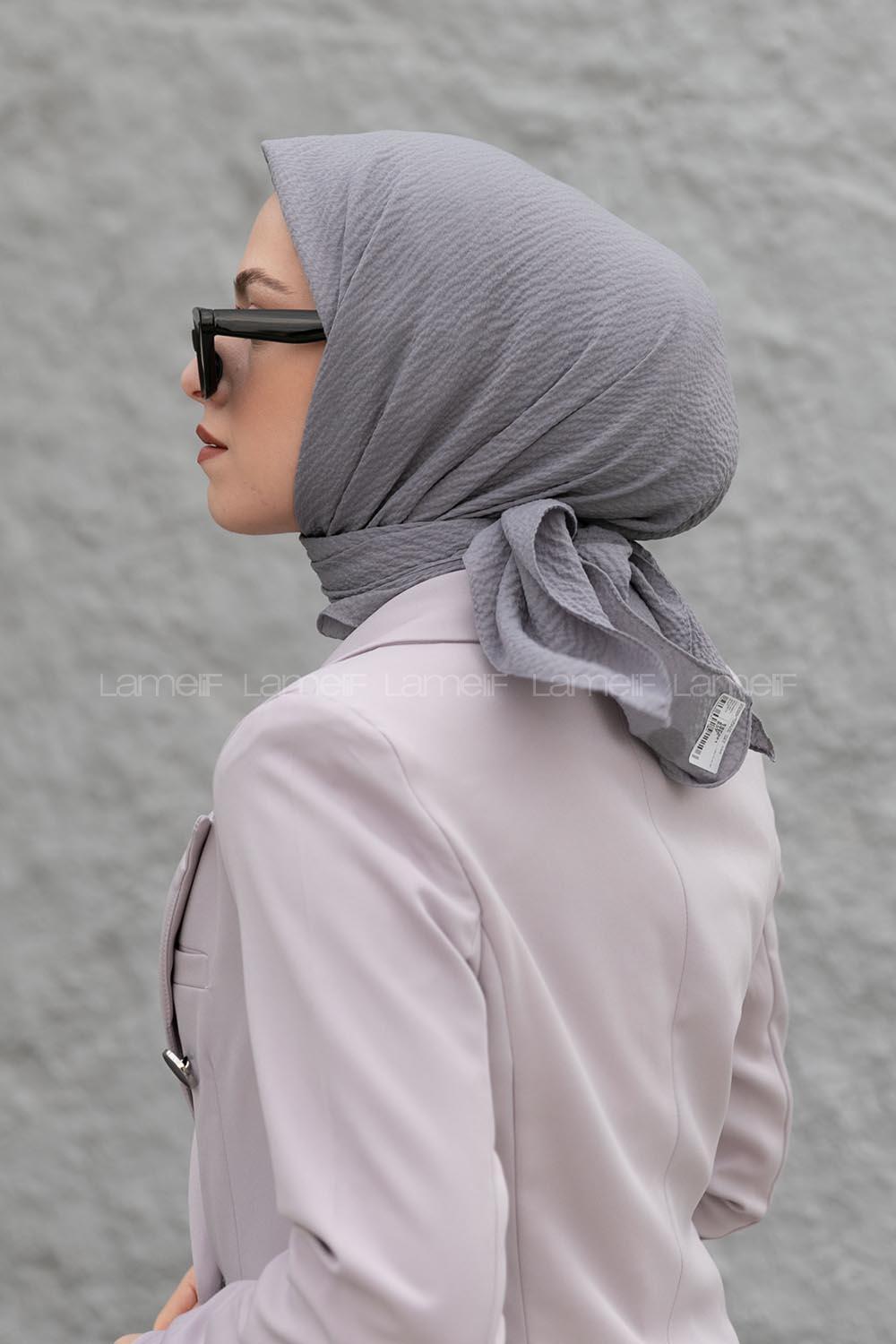 Lamelif Mio Caz Eşarp Gümüş Gri