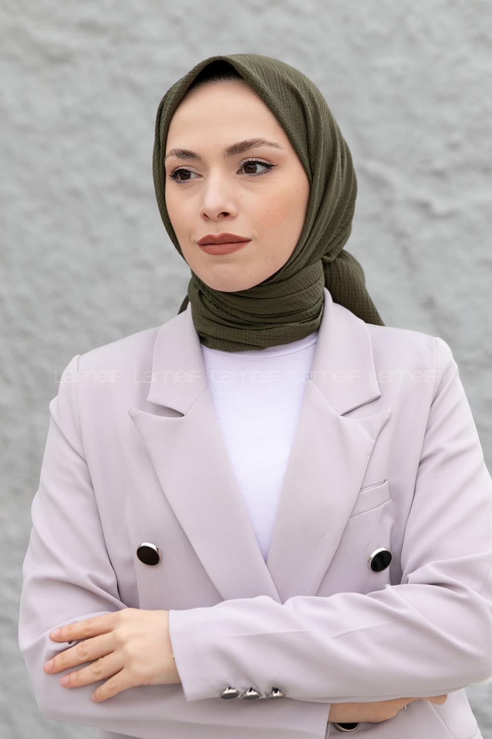 Khaki Cotton Fabric Straight Shawl