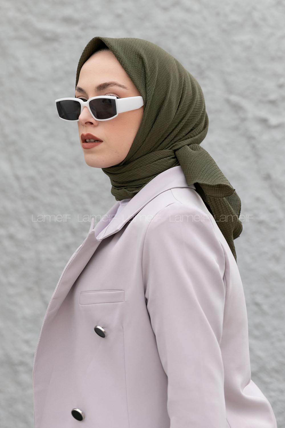 Khaki Cotton Fabric Straight Shawl