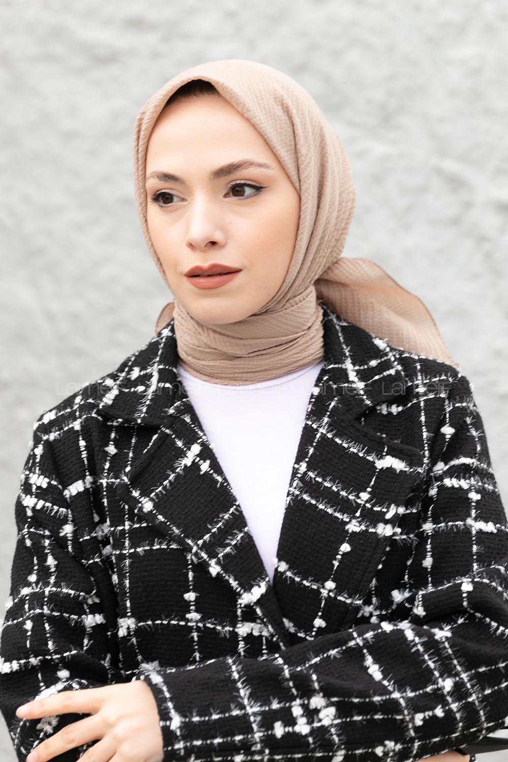 Sand Beige Cotton Fabric Straight Shawl