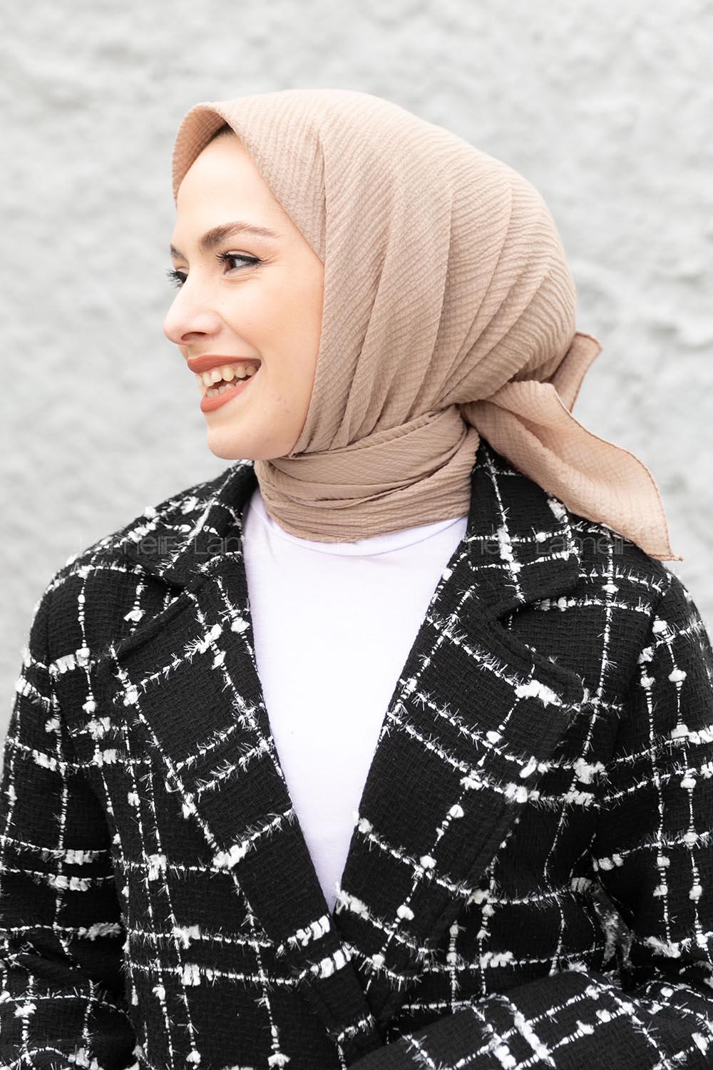 Sand Beige Cotton Fabric Straight Shawl