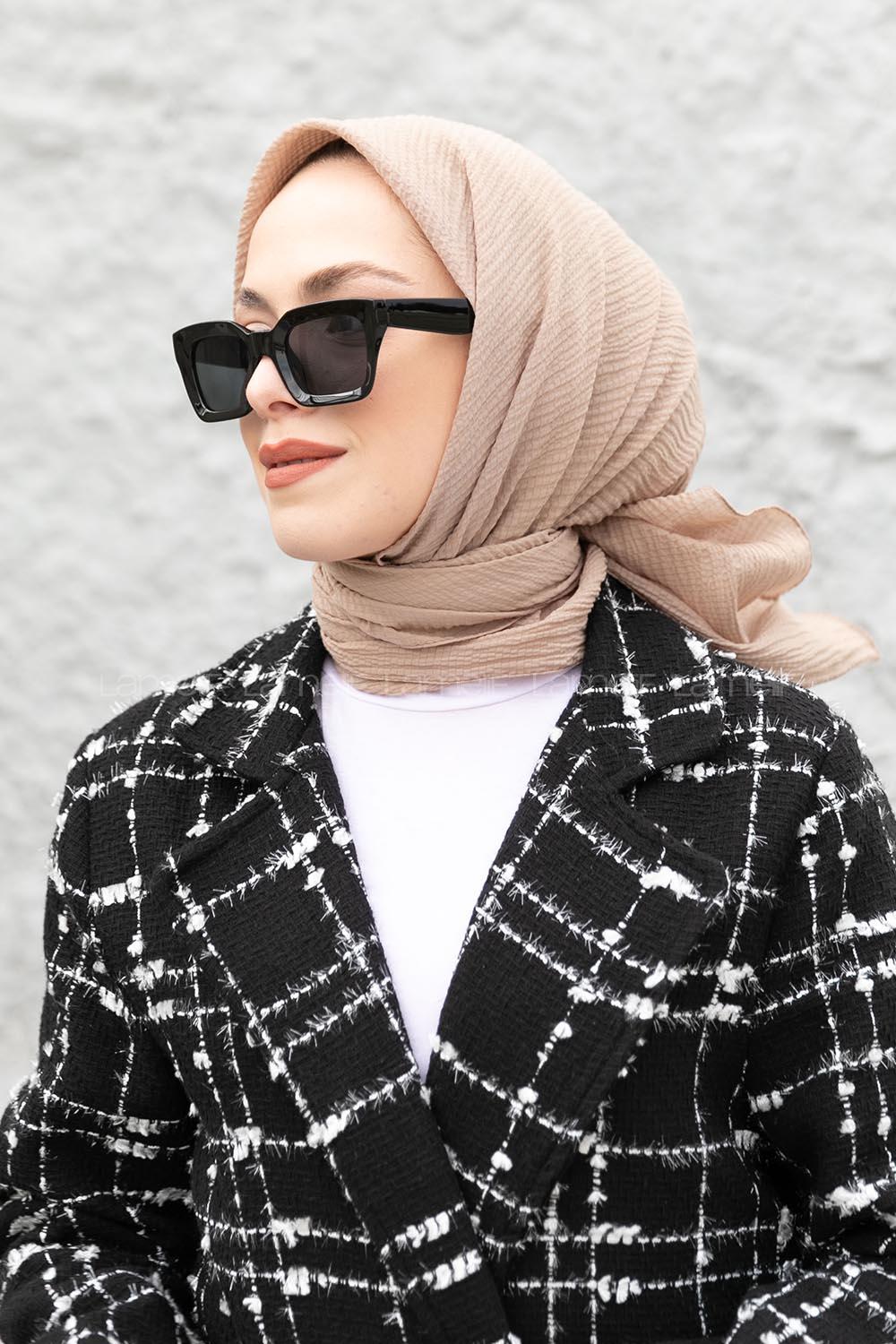 Sand Beige Cotton Fabric Straight Shawl