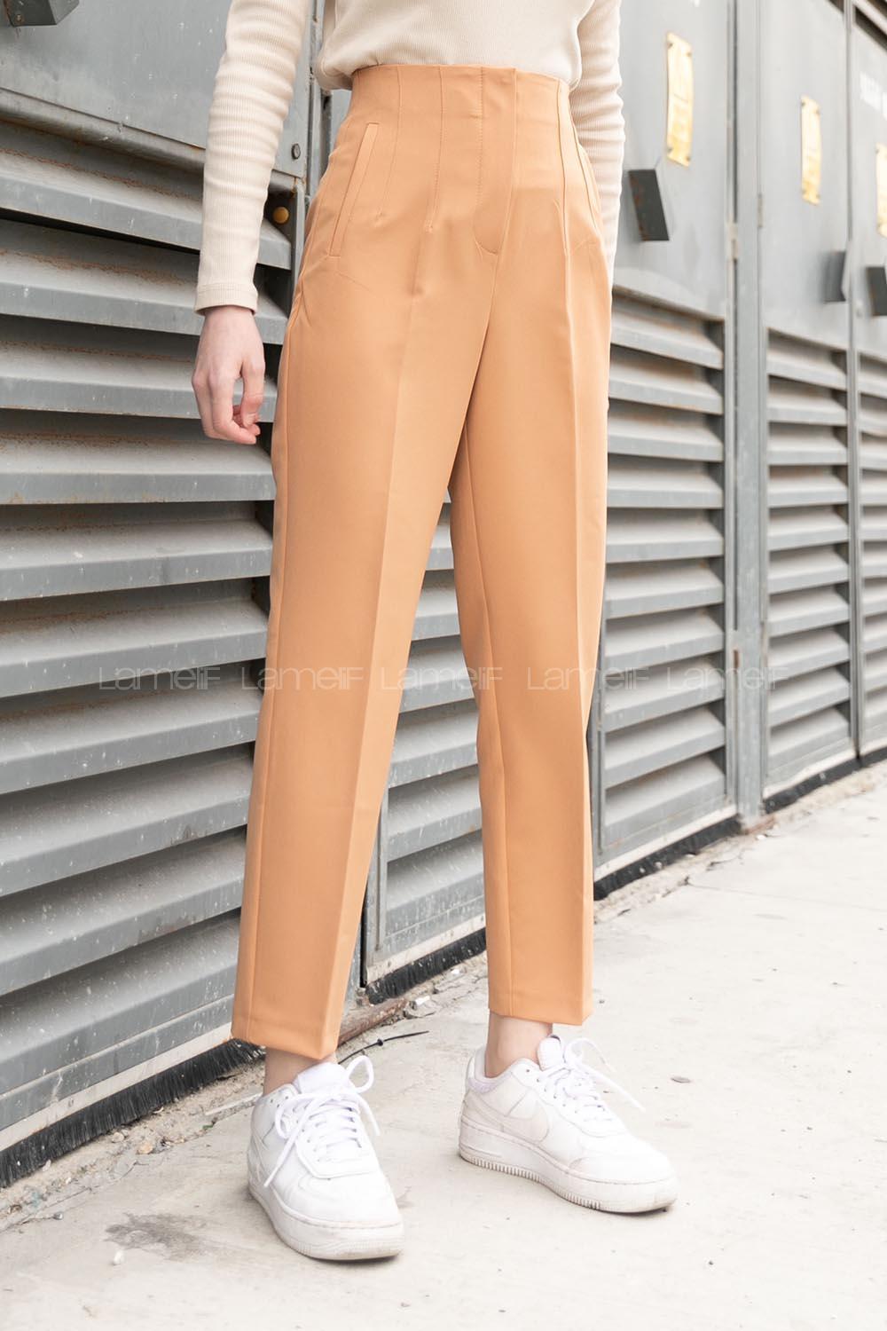 Lamelif Süs Cepli Pantolon Sütlü Kahve