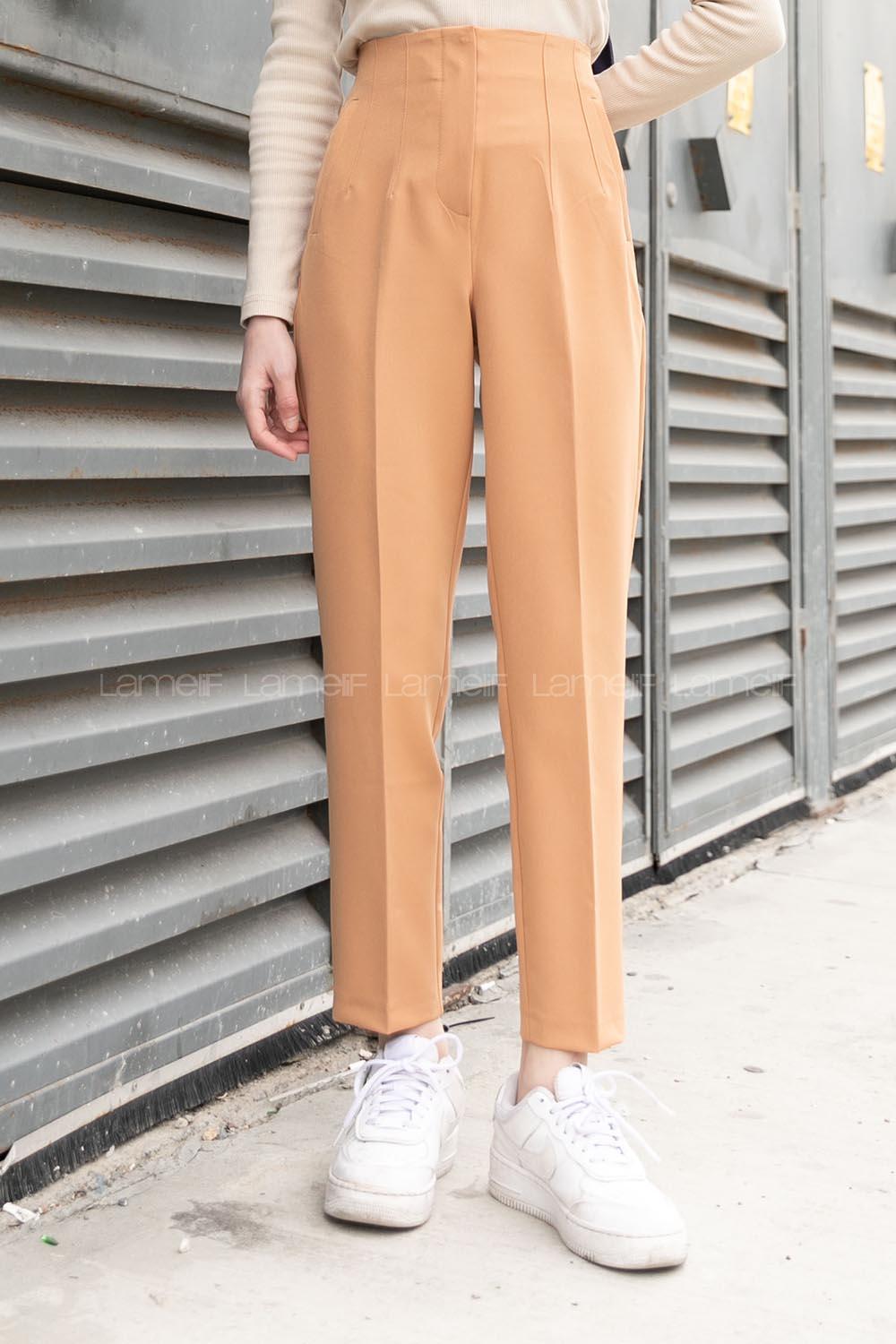 Lamelif Süs Cepli Pantolon Sütlü Kahve