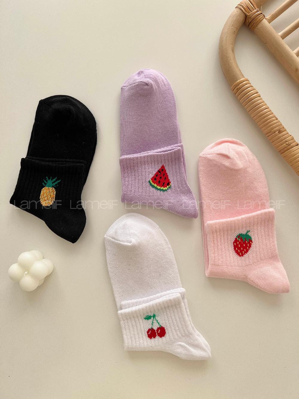 Lamelif 4lü Meyve Yarım Konç Çorap