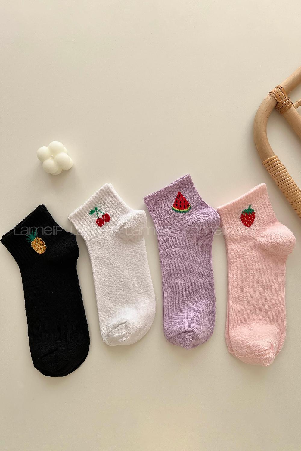 Lamelif 4lü Meyve Yarım Konç Çorap