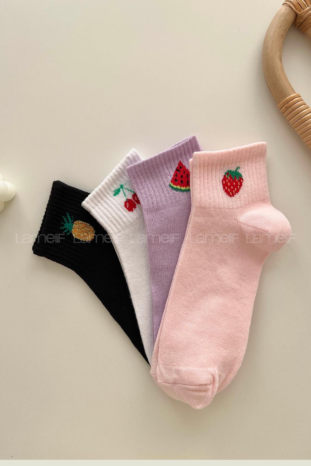 Lamelif 4lü Meyve Yarım Konç Çorap