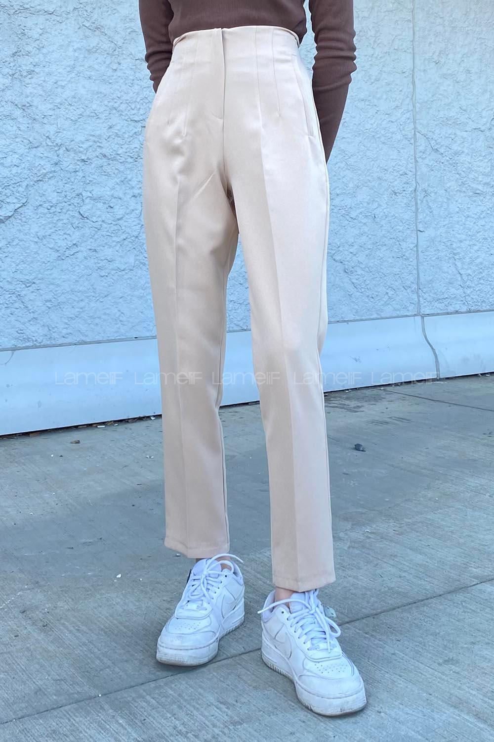 Brown With Milk Cotton Fabric High Waist Comfortable Pants