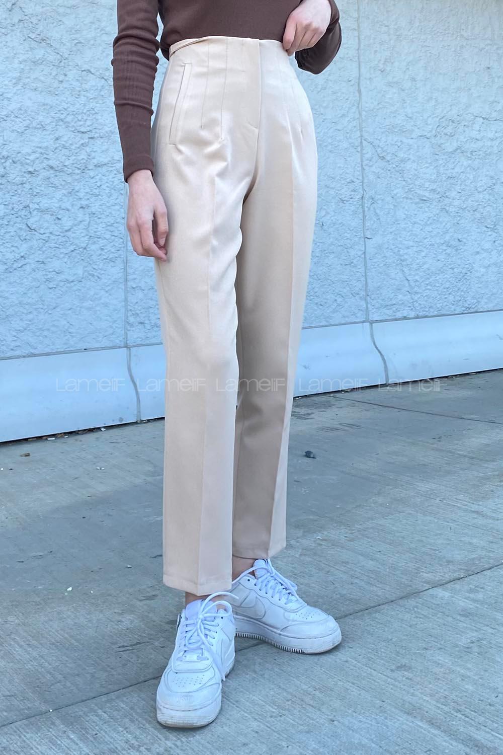 Brown With Milk Cotton Fabric High Waist Comfortable Pants