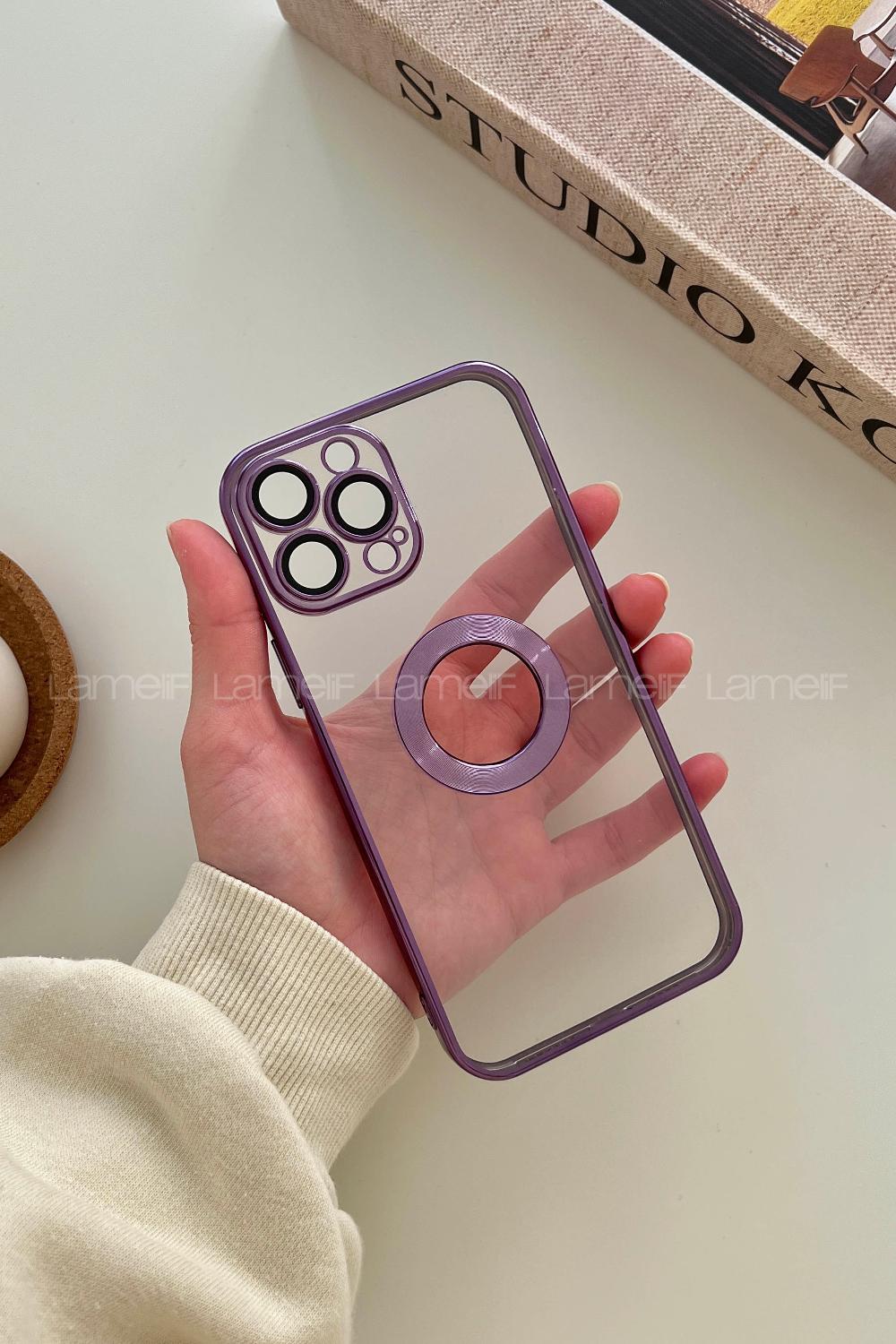 Lamelif iPhone 13 Pro Max Lens Korumalı Telefon Kılıfı Mor