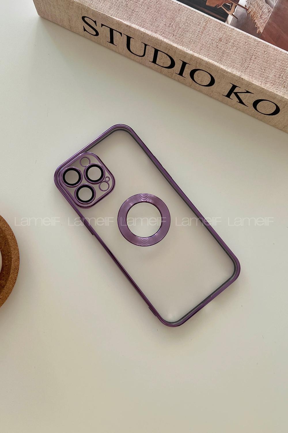 Lamelif iPhone 13 Pro Max Lens Korumalı Telefon Kılıfı Mor