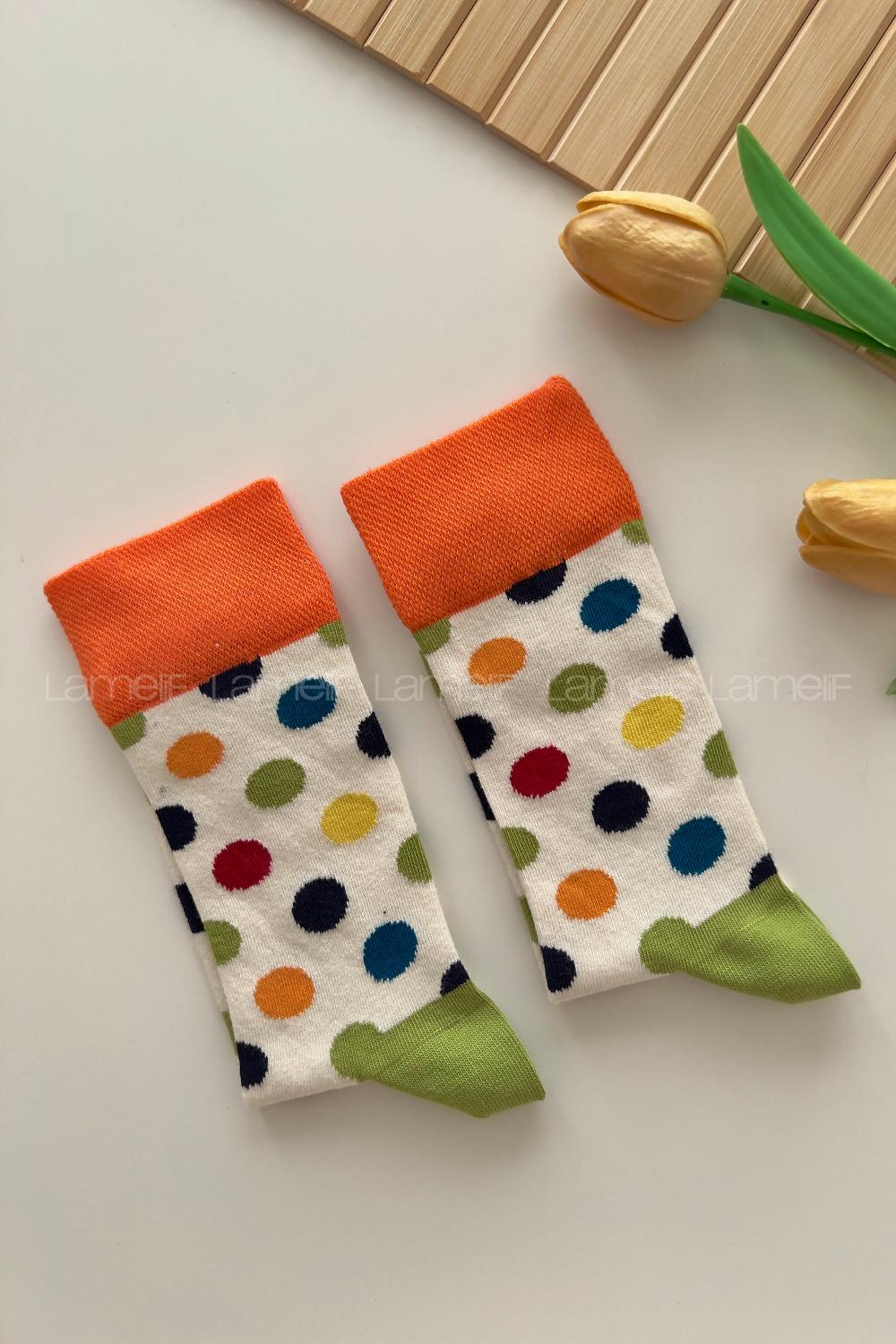 Modalamelif Puantiyeli Soket Çorap Beyaz