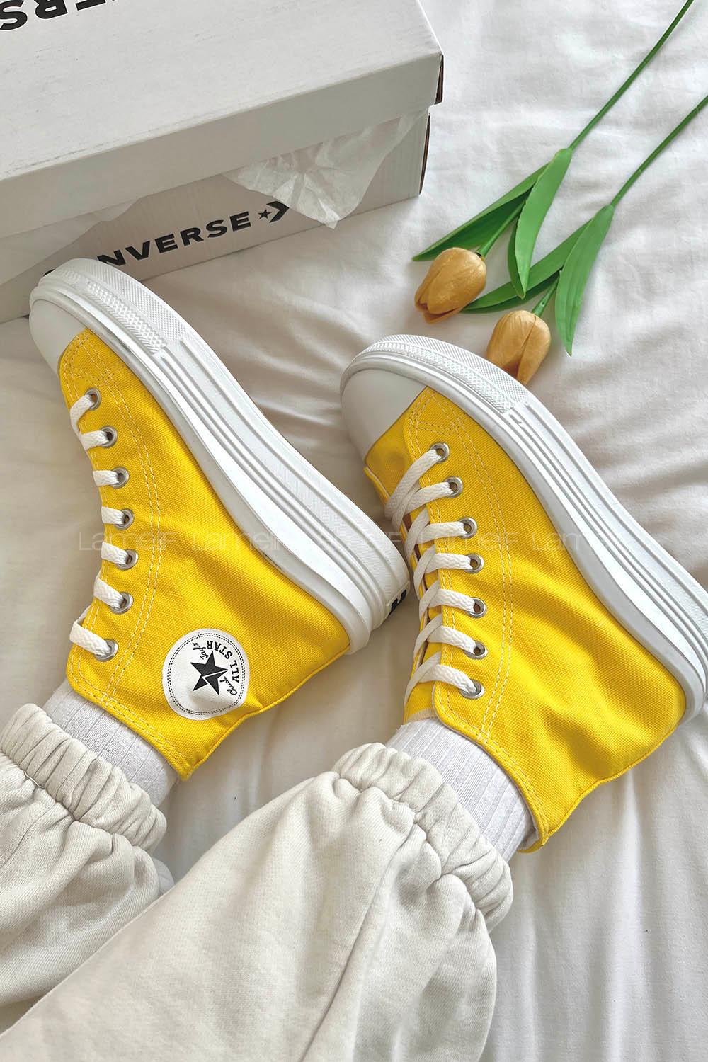 Modalamelif Yüksek Taban Yarım Bot Spor Ayakkabı Sarı