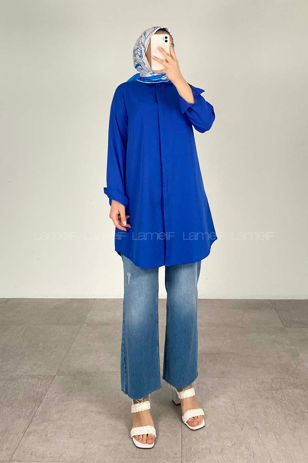 Modalamelif Boyfriend Gömlek Saks