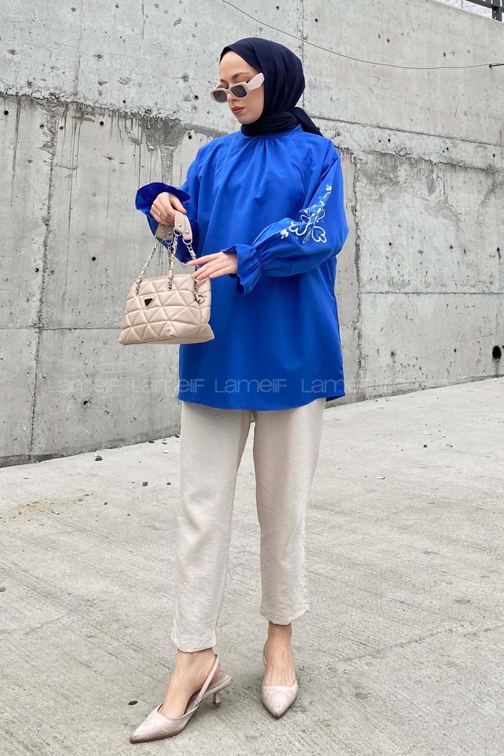 Saxe Mandarin Collar Cotton Printed Tunic