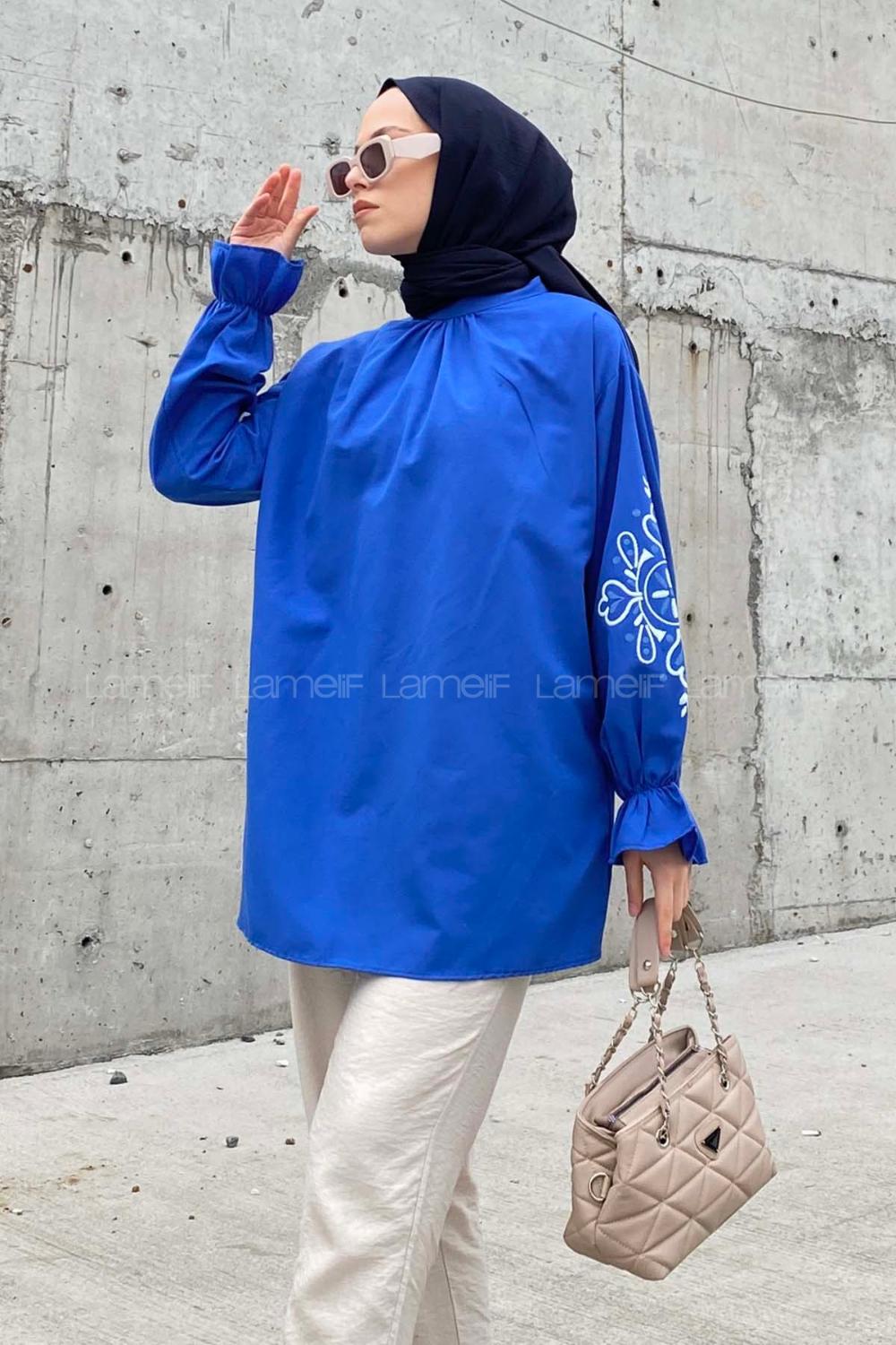 Saxe Mandarin Collar Cotton Printed Tunic