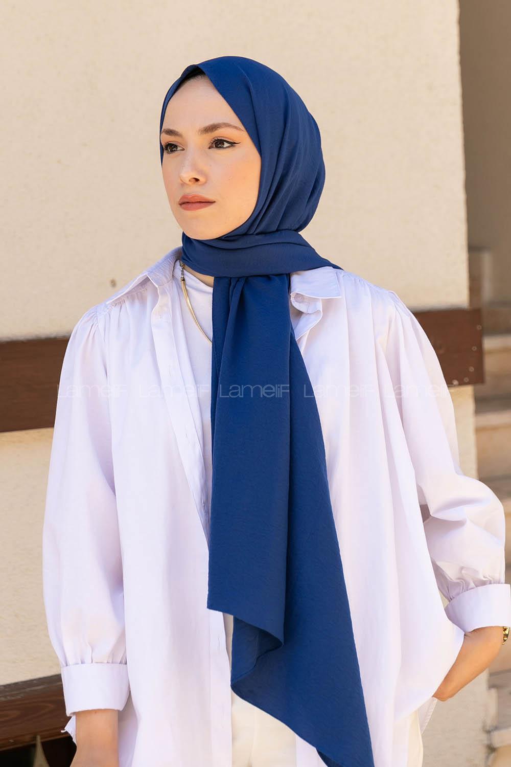 Lamelif Pamuk Caz Şal Koyu Mavi