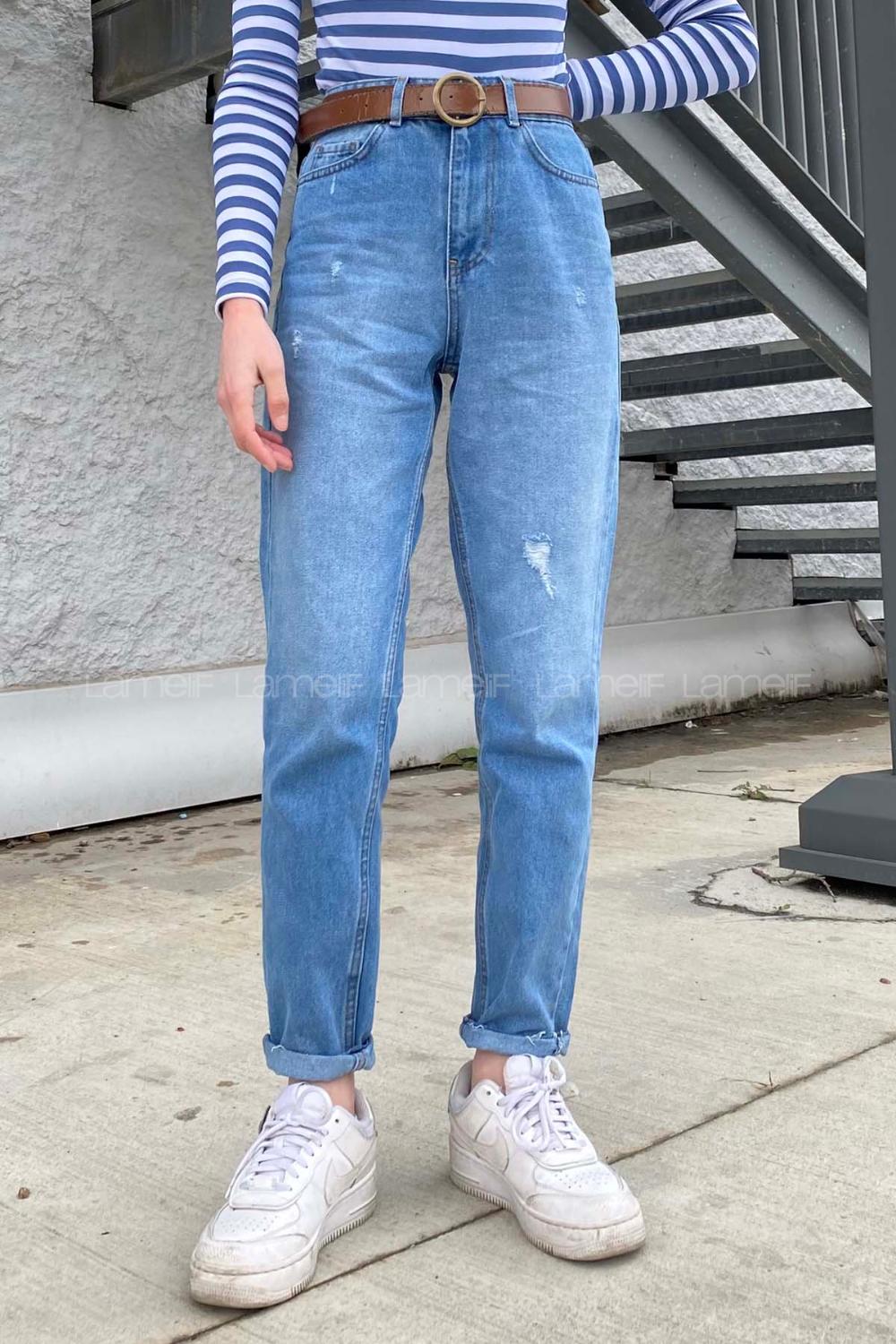 Lamelif Yırtıklı Mom Jean