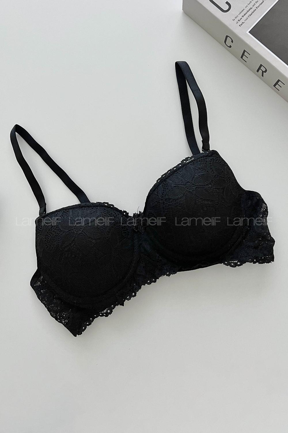 Black Cotton Fabric Underwire Support Bralet