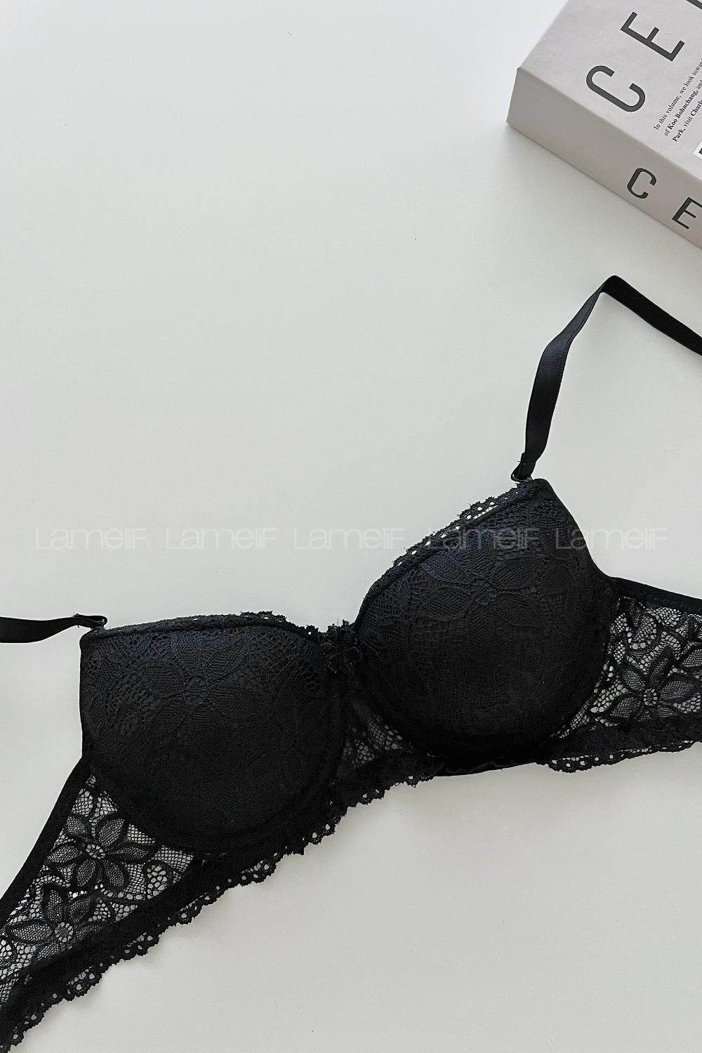 Black Cotton Fabric Underwire Support Bralet