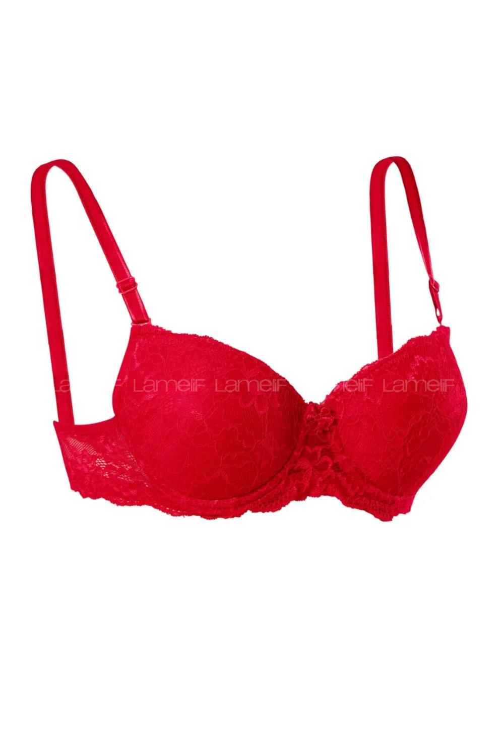 Red Cotton Fabric Underwire Support Bralet