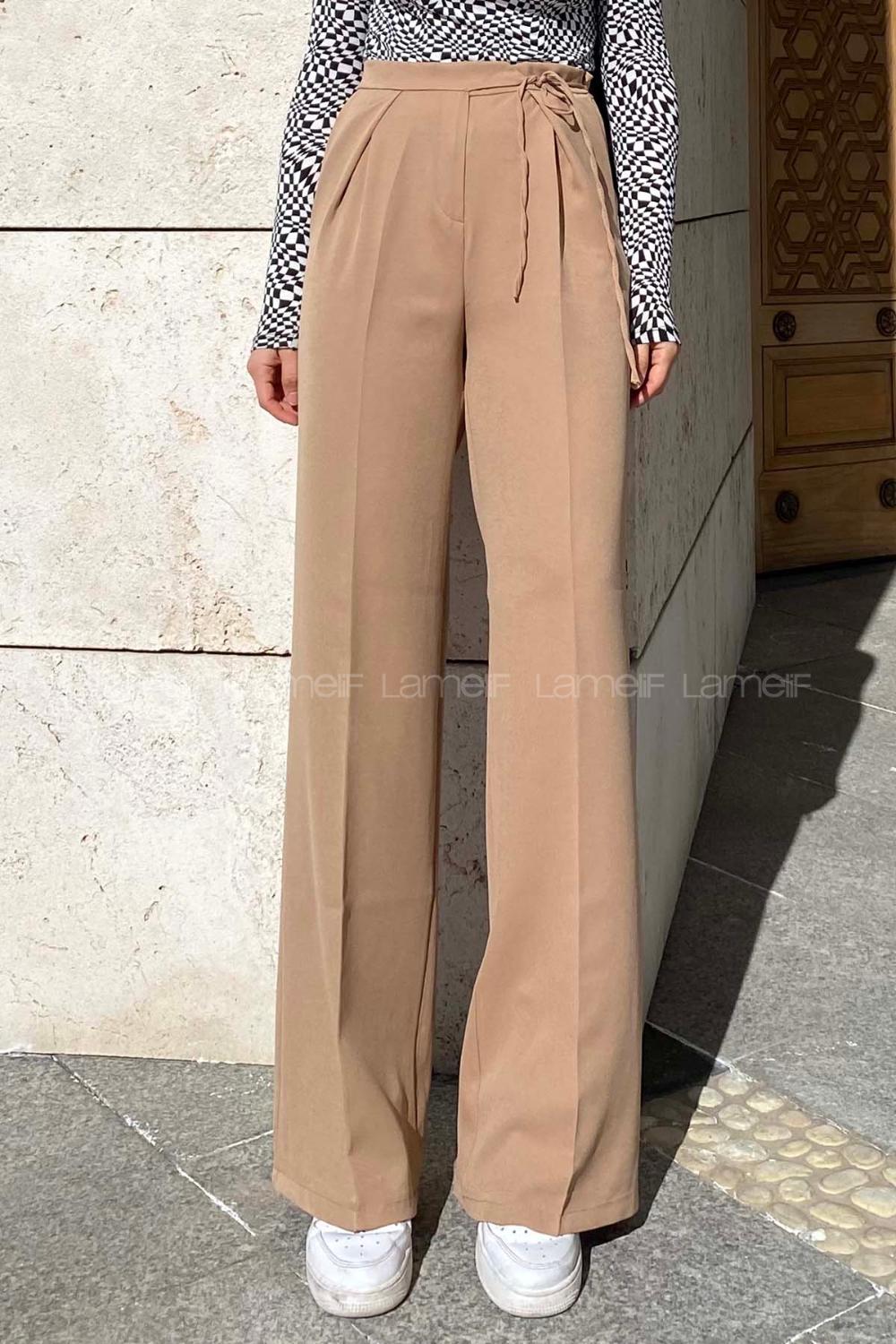Brown With Milk Cotton Fabric High Waist Comfortable Pants