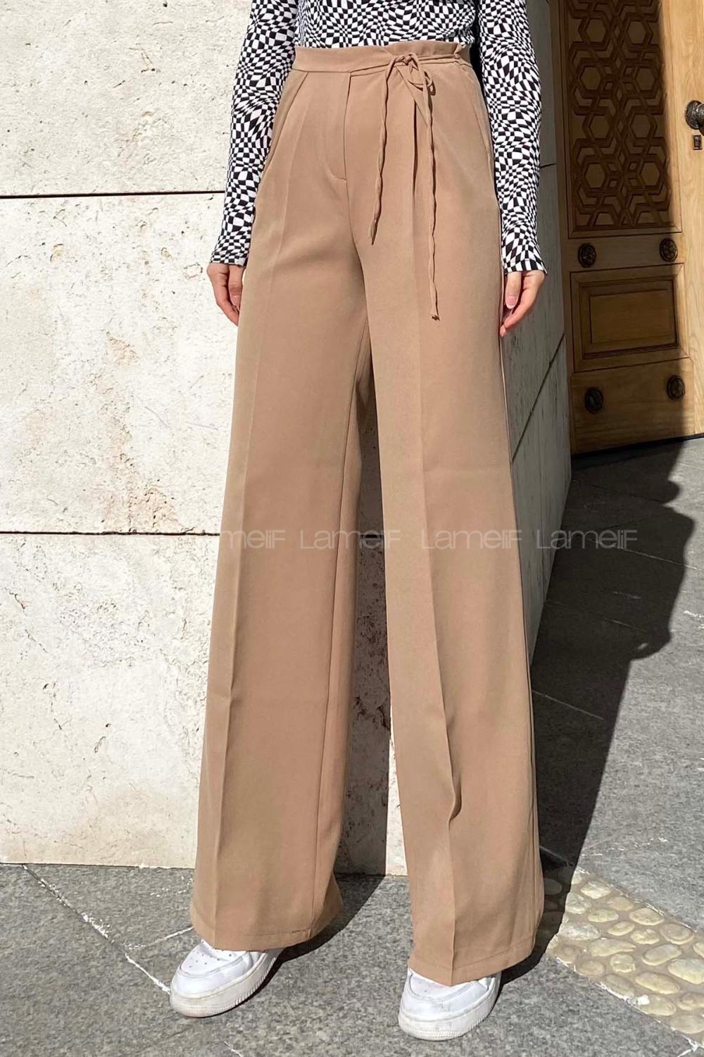 Brown With Milk Cotton Fabric High Waist Comfortable Pants