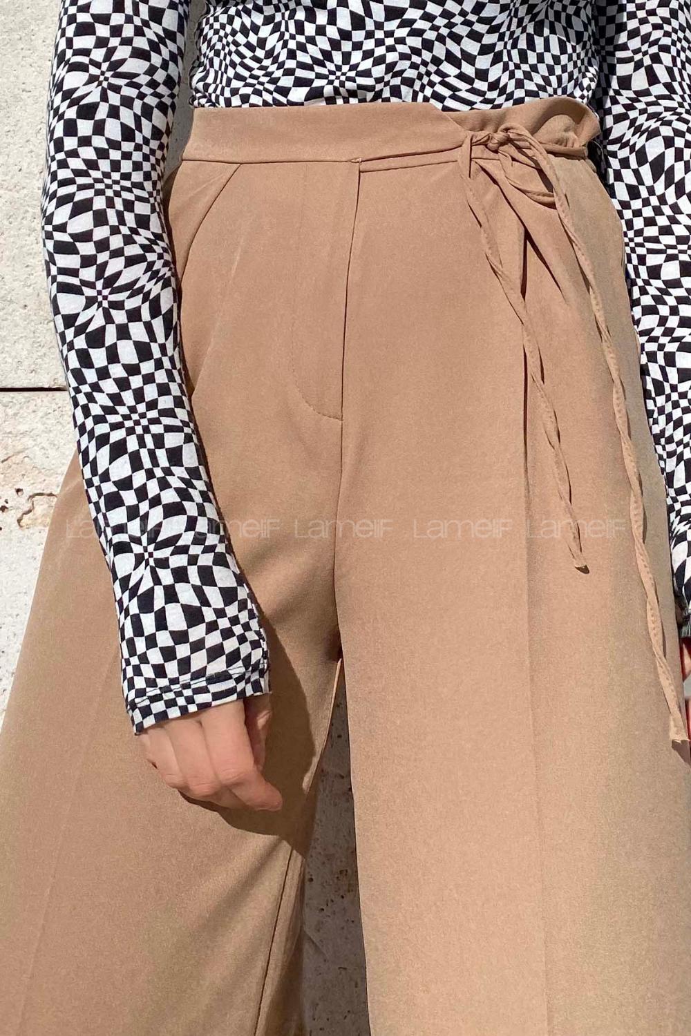 Brown With Milk Cotton Fabric High Waist Comfortable Pants