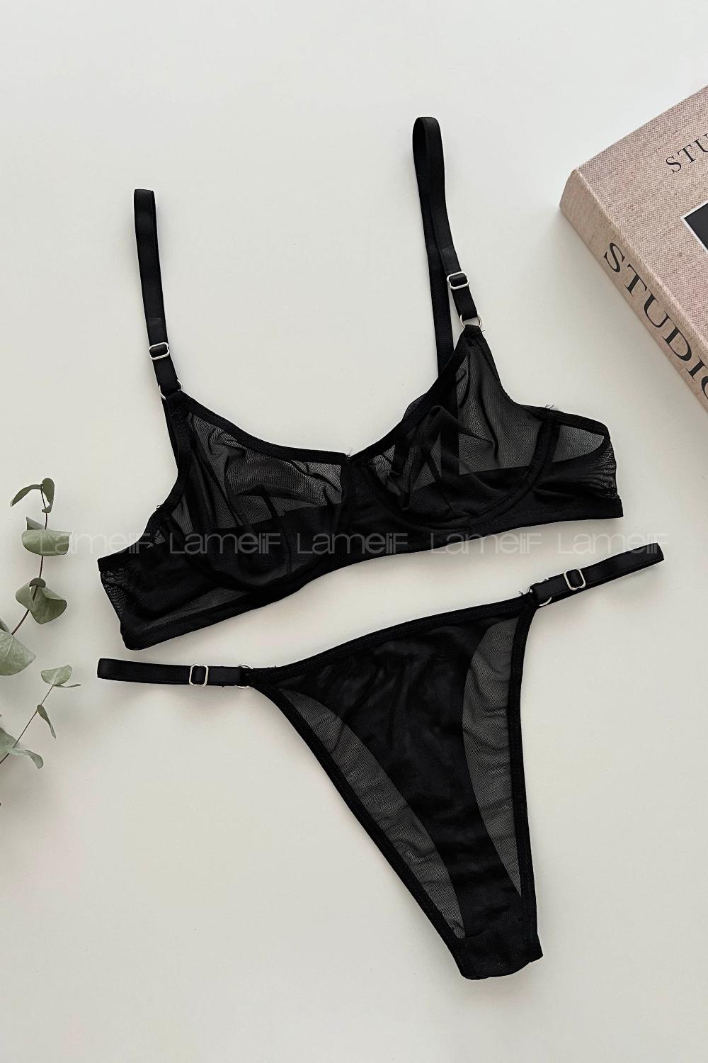 Black Cotton Fabric Underwire Unsupport 