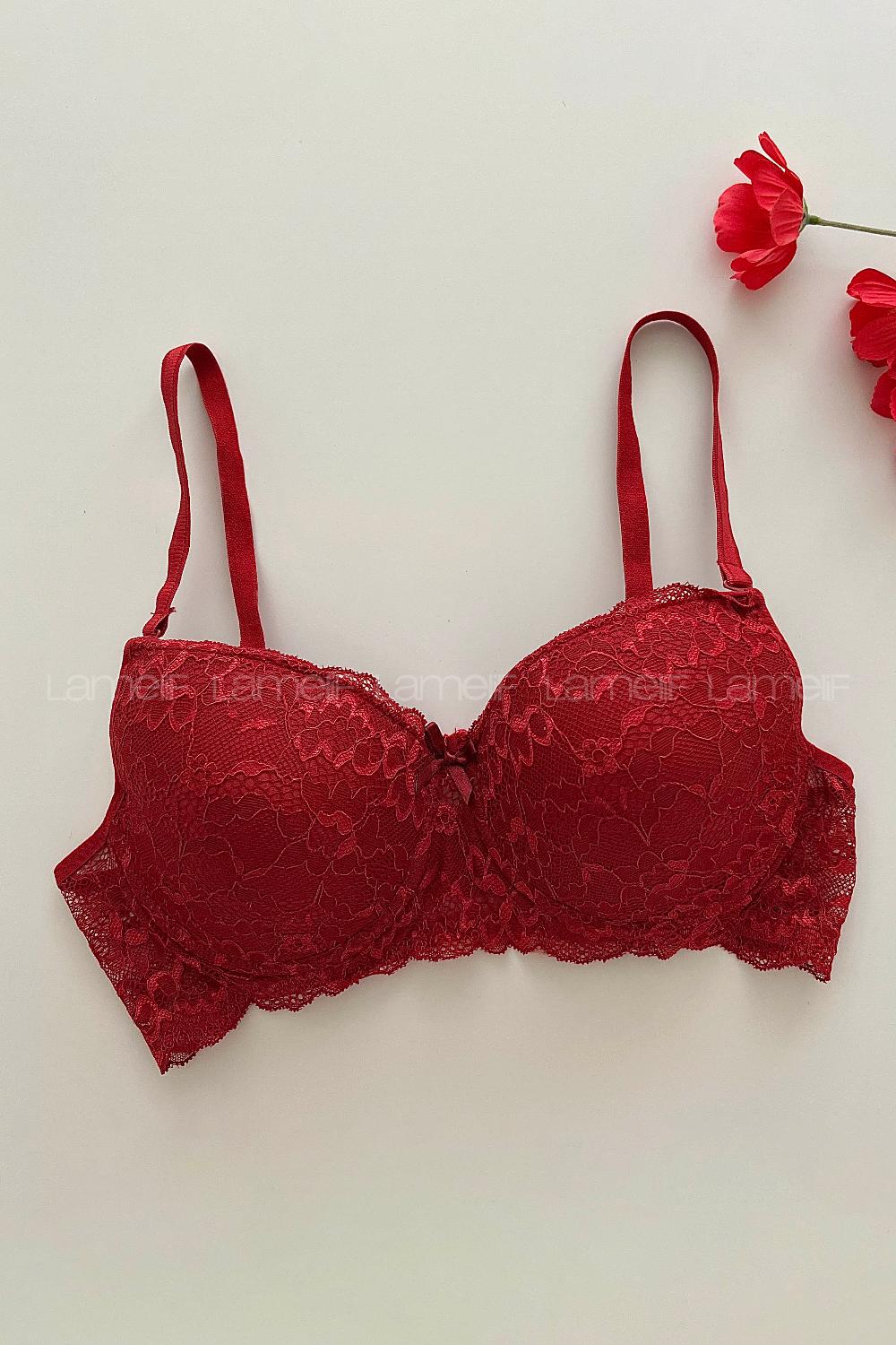 Claret Red Cotton Fabric Underwire Support Bralet