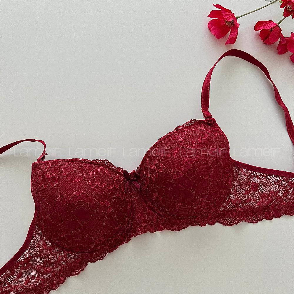 Claret Red Cotton Fabric Underwire Support Bralet