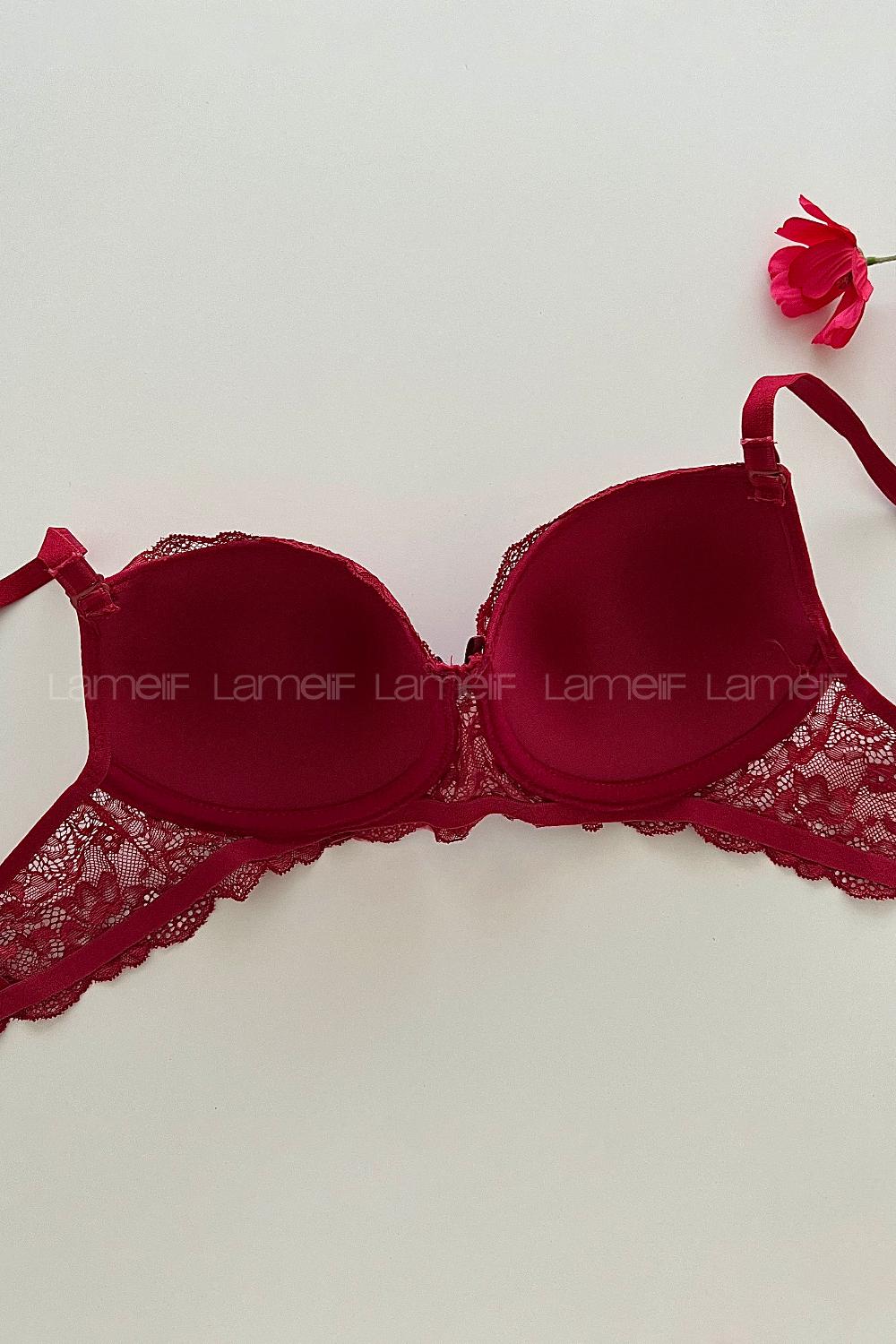 Claret Red Cotton Fabric Underwire Support Bralet
