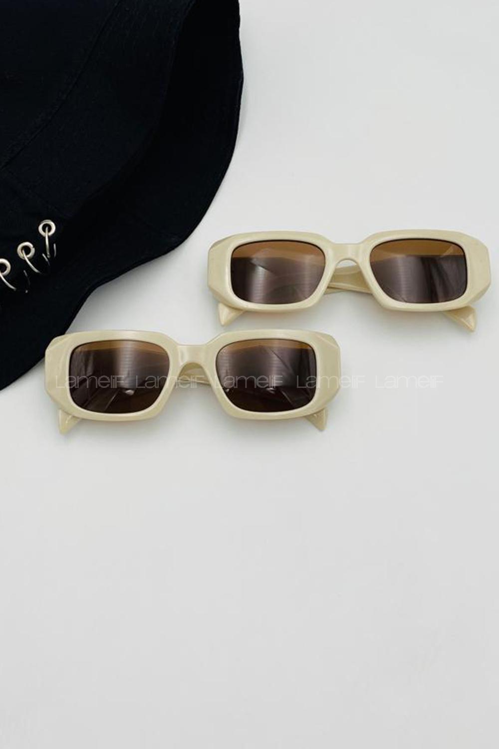 Lamelif Prada Krem Kemik Güneş Gözlüğü