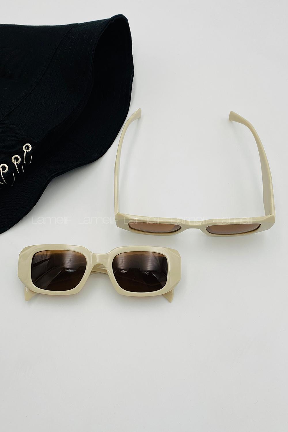 Lamelif Prada Krem Kemik Güneş Gözlüğü