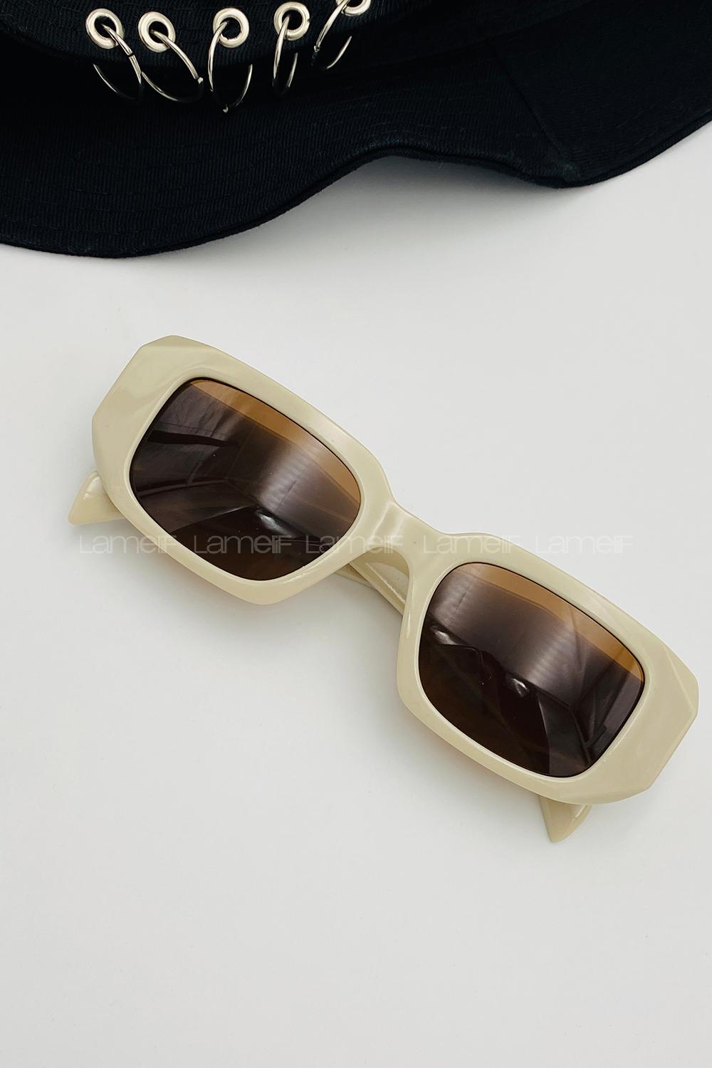 Lamelif Prada Krem Kemik Güneş Gözlüğü