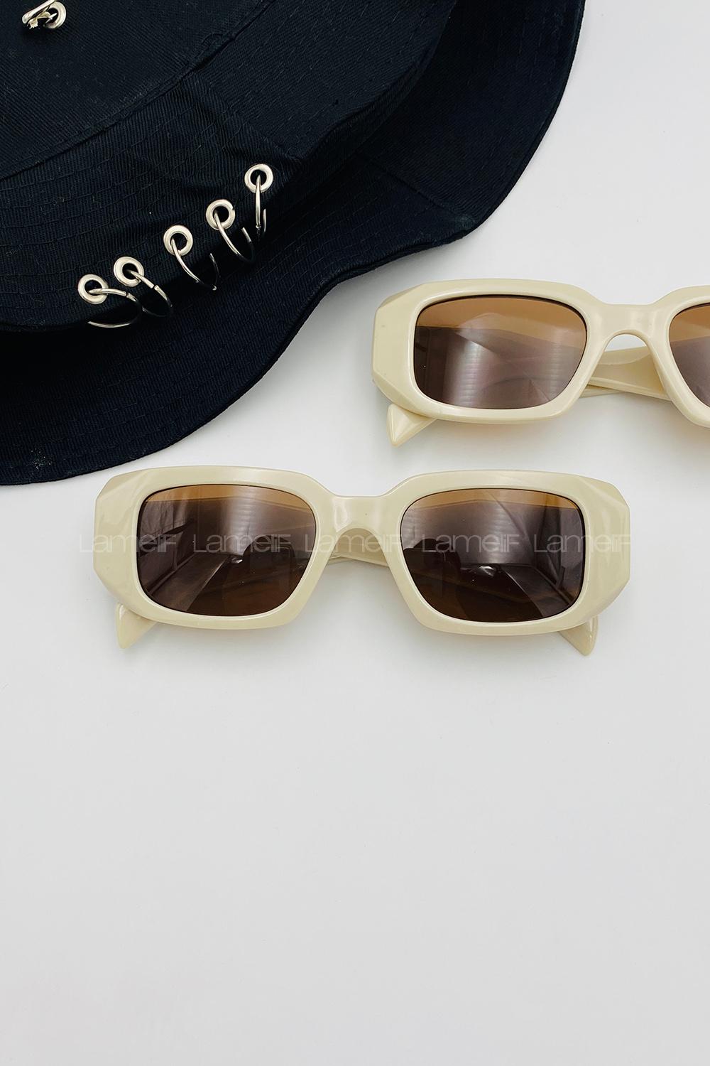 Lamelif Prada Krem Kemik Güneş Gözlüğü