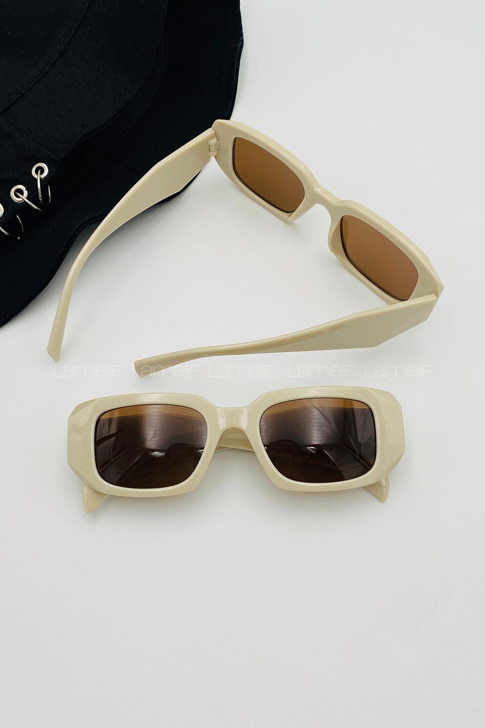 Lamelif Prada Krem Kemik Güneş Gözlüğü