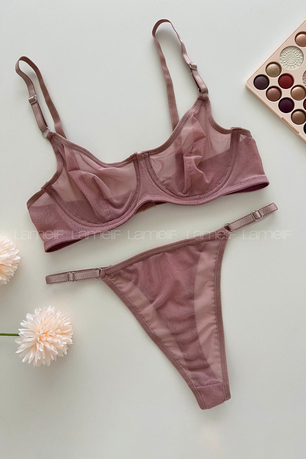 Lamelif Balenli Destekli Tül Pudra Takım