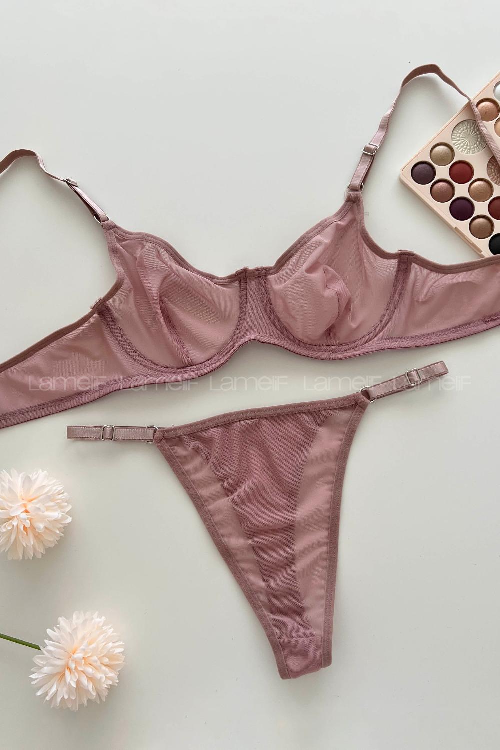 Lamelif Balenli Destekli Tül Pudra Takım