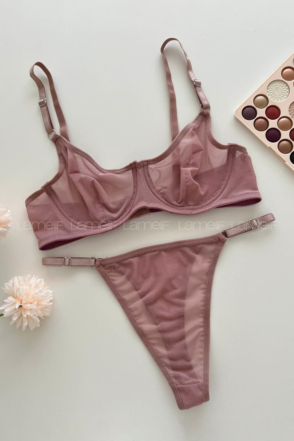 Lamelif Balenli Destekli Tül Pudra Takım