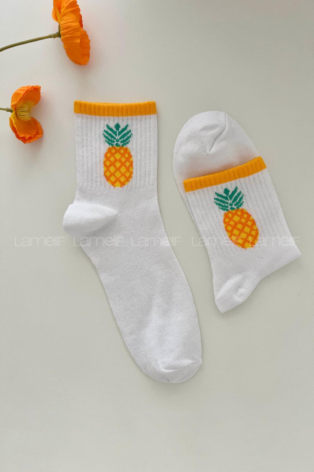 Lamelif Ananas Desen Kolej Çorap