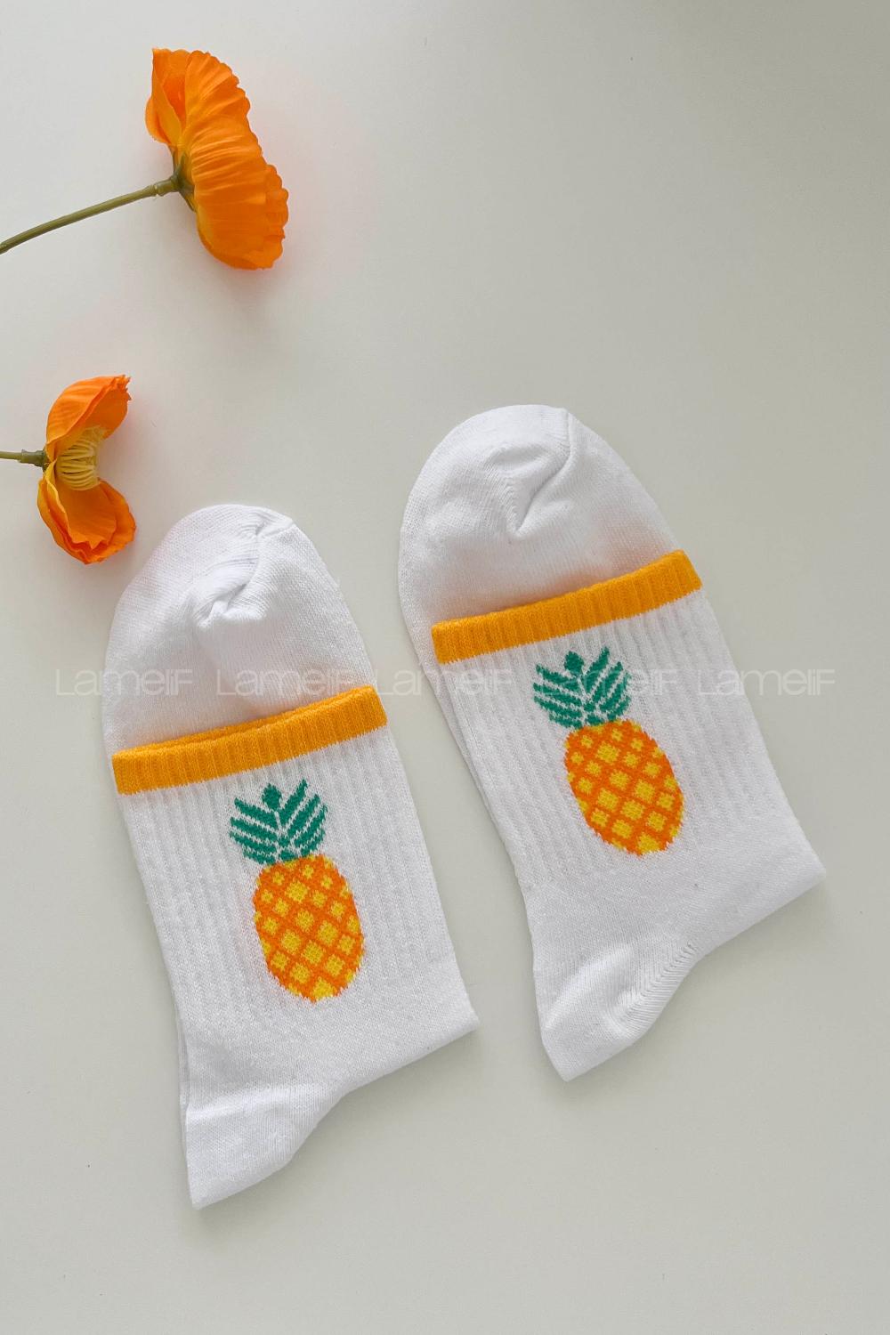 Lamelif Ananas Desen Kolej Çorap