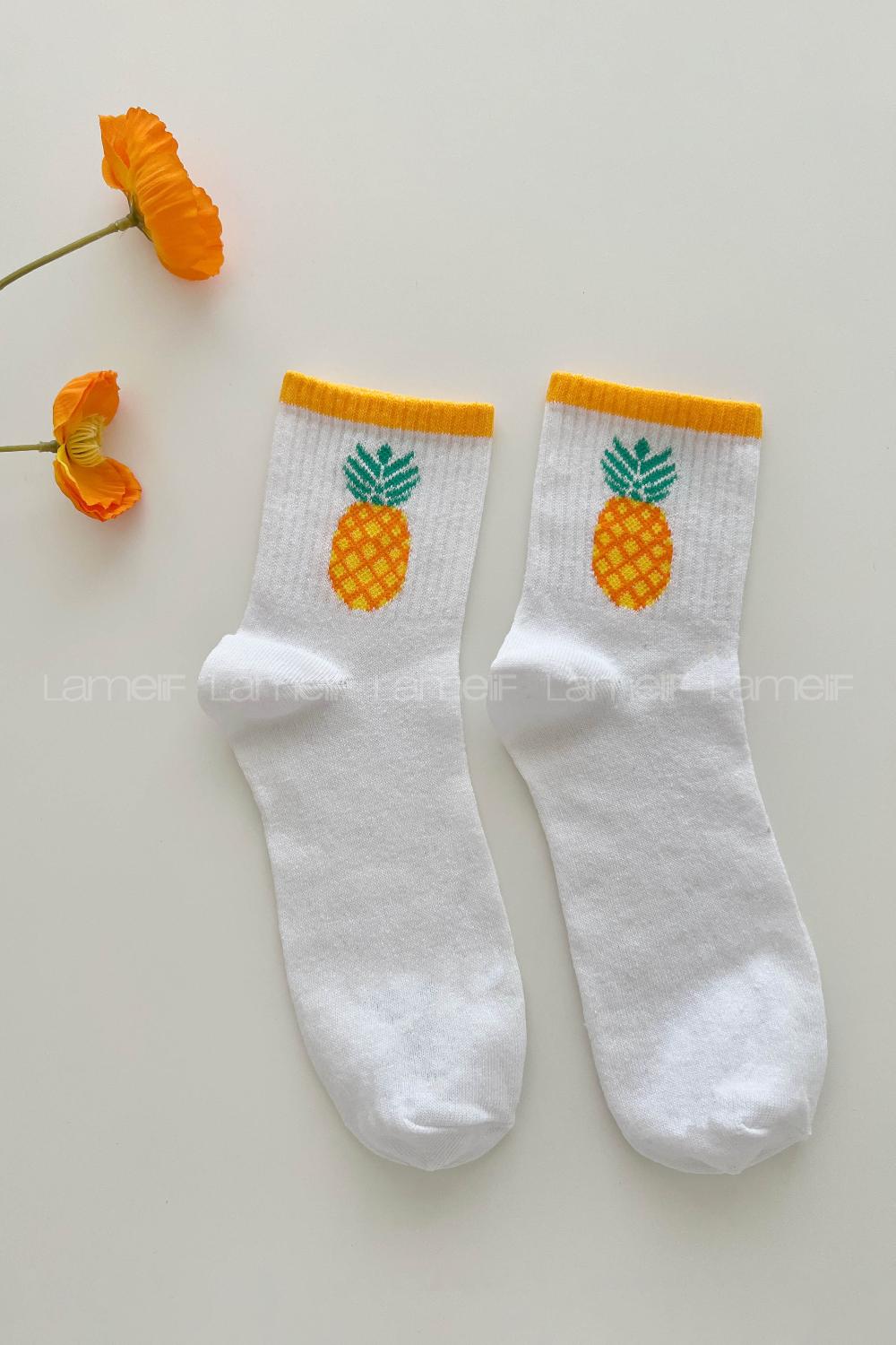 Lamelif Ananas Desen Kolej Çorap