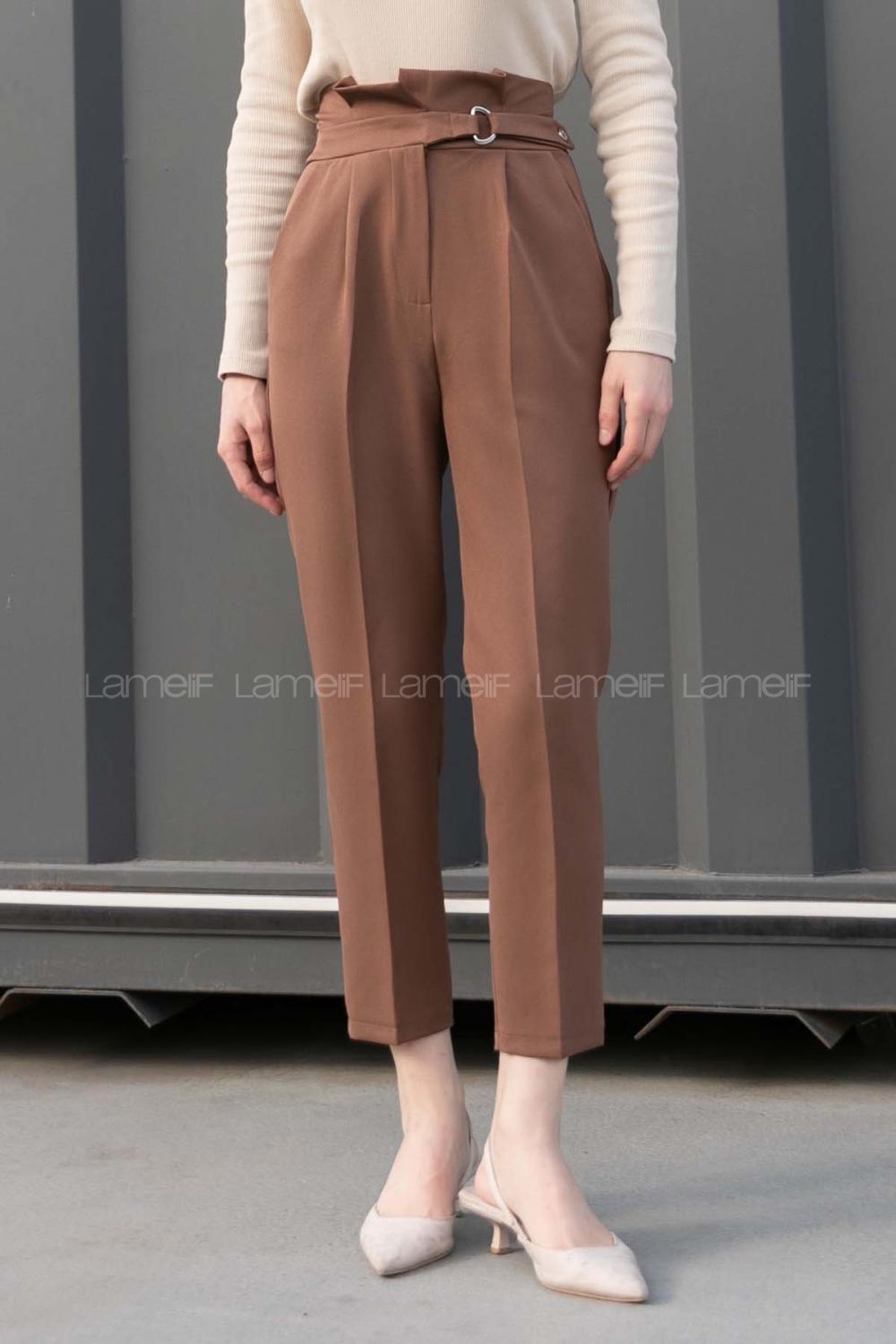 Bitter Brown Cotton Fabric High Waist Comfortable Pants